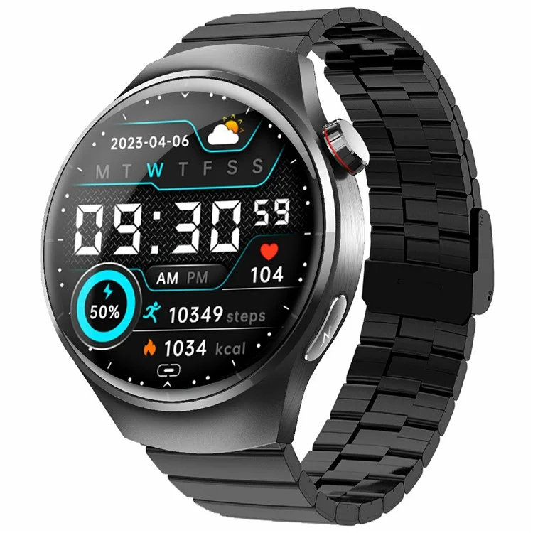 F600 Sports Smart Watch Heart Relip Monitor Fitness Tracker Con Correa de Acero en Forma de Bambú