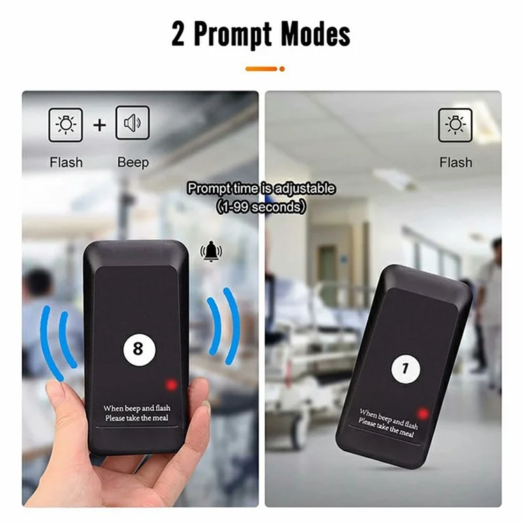 Wireless Restaurant Buzzer Pager 16 Beepers Queuing System for Guest Calling, EU Plug - Black