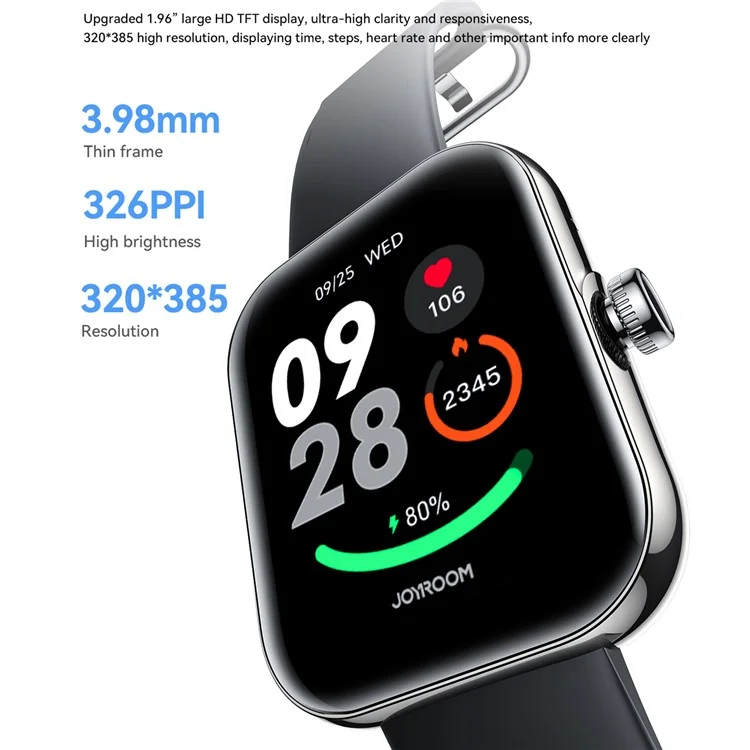 Joyroom Jr-ft5 Plus Smart Watch da 1,96 Pollici Screen Sports Watch Risposta / Chiama - Nero