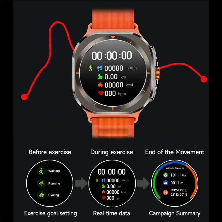 Z7 Ultra 1.46-inch Smart Watch Health Monitoring Waterproof Outdoor Sports Smart Bracelet - Black