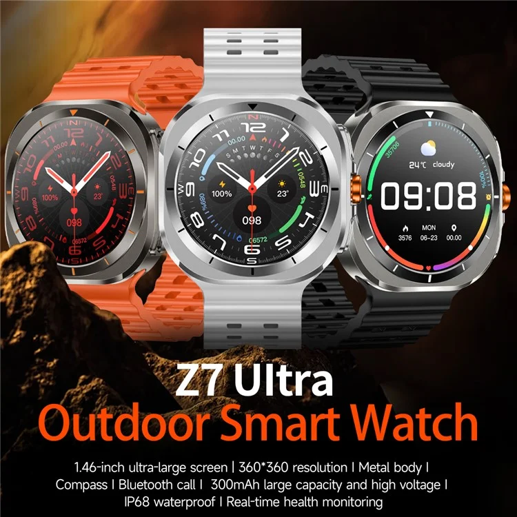 Z7 Ultra 1.46-inch Smart Watch Health Monitoring Waterproof Outdoor Sports Smart Bracelet - Black