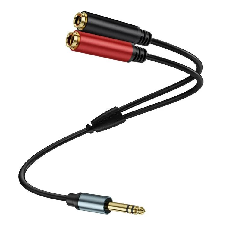 Cabo Y estéreo TRS de 1 m 1/4 polegada, plugue macho estéreo de 6,35 mm para dois conectores fêmea de 6,35 mm
