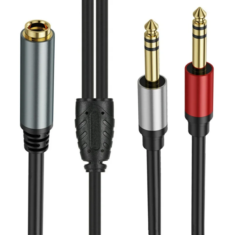Adaptador de áudio Y Splitter de 5m 6,35mm Fêmea para 2x 1/4 Polegada Macho Plug Stereo Cabo de Alto-Falante