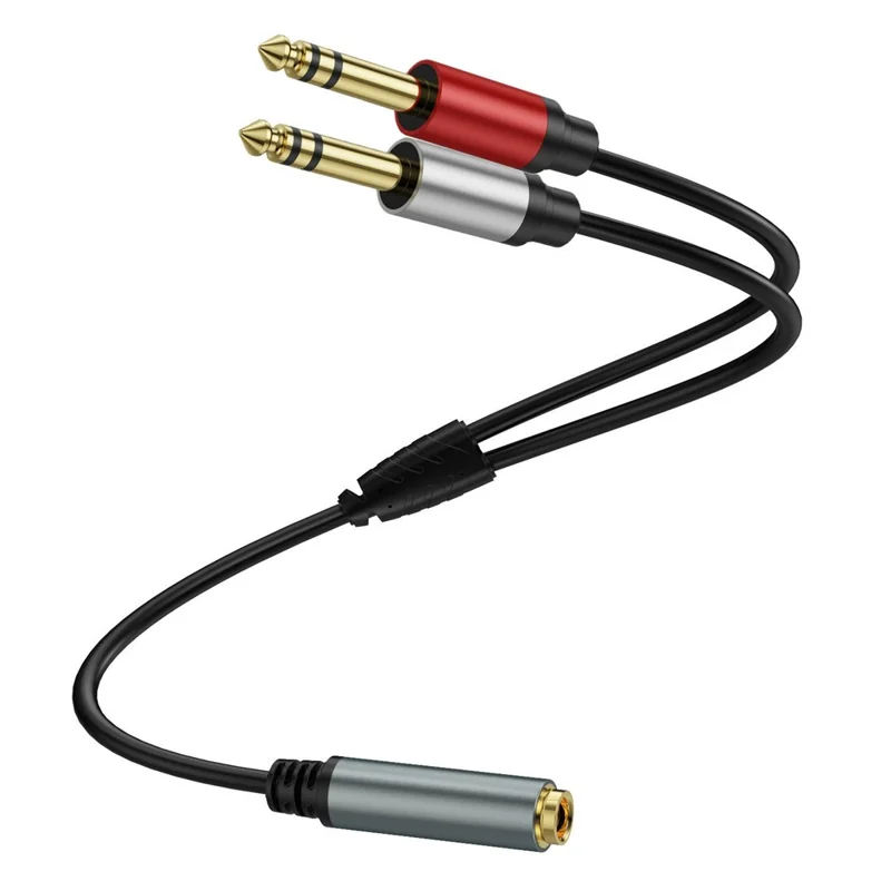 Adattatore audio stereo Y Splitter cavo 1m 6.35mm Femmina Jack a 2x 1/4 Pollice Maschio Plug