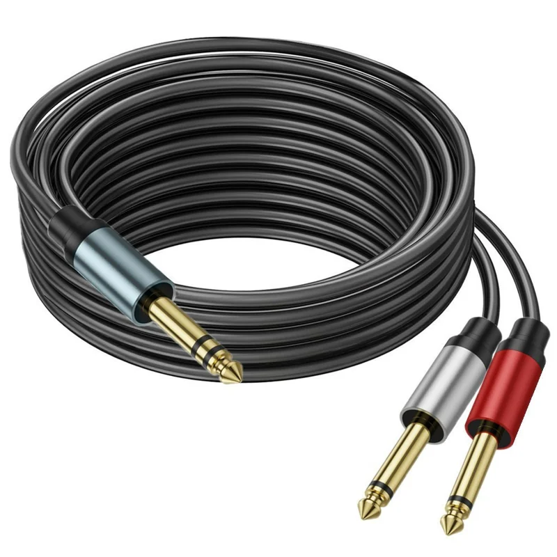 Cordon en Y Stéréo TRS de 5 m 1/4 pouce Câble audio mono TS mâle double 6,35 mm