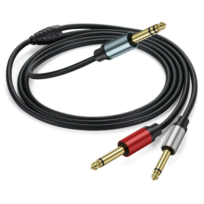 Cabo Y-Splitter Estéreo TRS de 2m 1/4 polegada 6.35mm Conector Macho para Dual 6.35mm Conector Macho TS Mono Cabo de Áudio