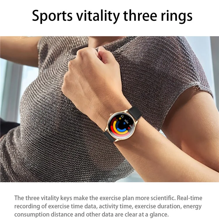 Qs36 Cinta de Silicone de 1,43 Polegadas Relógio Inteligente Freqüência Cardíaca Monitoramento do Sono Bluetooth Sport Watch - Preto