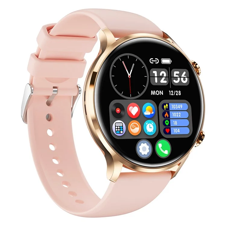 Strapa de Silicone QS40 1,39 Polegadas Ultra-fino Smart Watch Health Monitoramento de Saúde Bluetooth Calling Sport Watch - Ouro+rosa