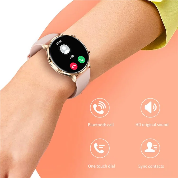 Strapa de Silicone QS40 1,39 Polegadas Ultra-fino Smart Watch Health Monitoramento de Saúde Bluetooth Calling Sport Watch - Ouro+rosa