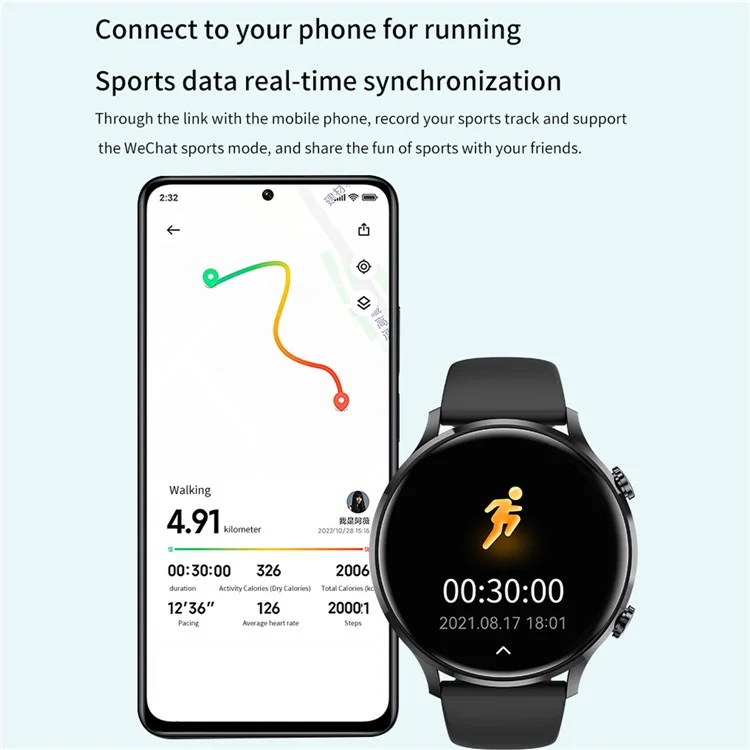 Strapa de Silicone QS40 1,39 Polegadas Ultra-fino Smart Watch Health Monitoramento de Saúde Bluetooth Calling Sport Watch - Ouro+rosa