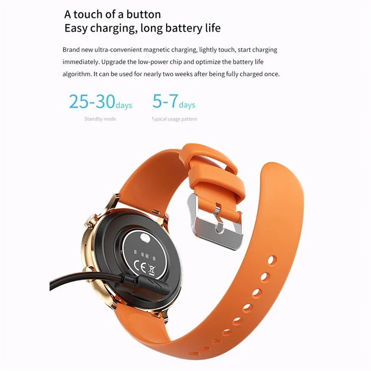 Strapa de Silicone QS40 1,39 Polegadas Ultra-fino Smart Watch Health Monitoramento de Saúde Bluetooth Calling Sport Watch - Ouro+rosa