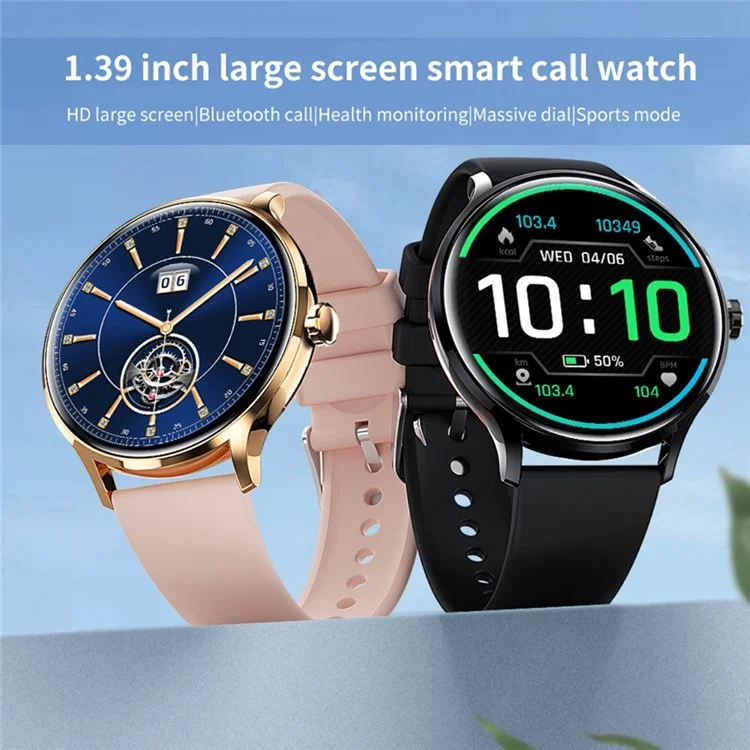 QS80 1,39 Pollici Ultra-sottile Orologio Intelligente Bluetooth Chiama il Monitoraggio Della Salute Dell'ossigeno Nel Sangue Sport - Nero+nero