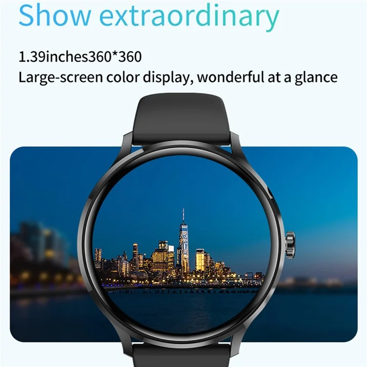 QS80 1,39 Pollici Ultra-sottile Orologio Intelligente Bluetooth Chiama il Monitoraggio Della Salute Dell'ossigeno Nel Sangue Sport - Nero+nero