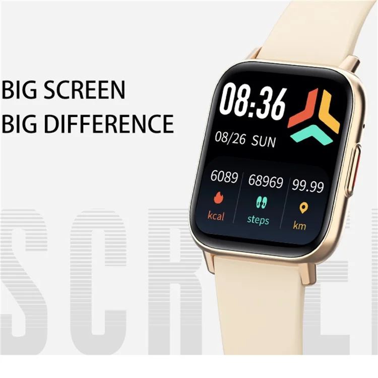DM80 DM80 1,85 Pouces Smart Watch Ultra-mince Bluetooth Appelant le Somnifère de Surveillance de la Santé de la Fréquence de Santé - or