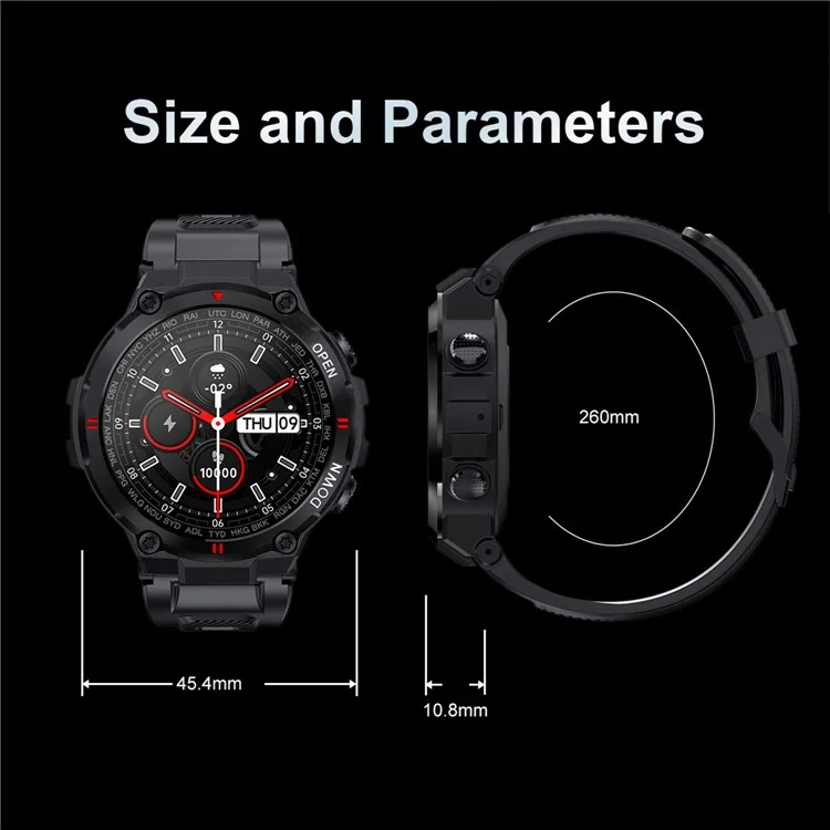 Pulsera K22 Fitness 1.28 Pulgadas IPS Pantalla Heart Heart Monitor de Presión Arterial Bluetooth Smart Watch - Gris