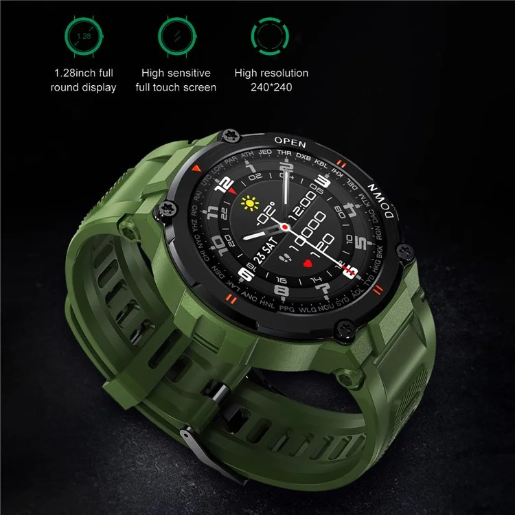 Pulsera K22 Fitness 1.28 Pulgadas IPS Pantalla Heart Heart Monitor de Presión Arterial Bluetooth Smart Watch - Gris