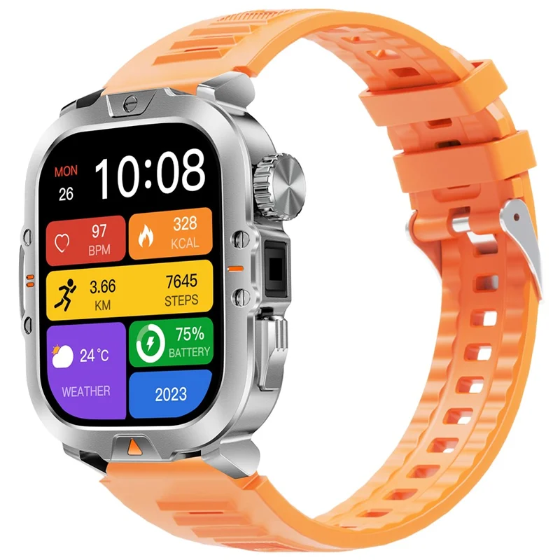 V17 Smart Watch Bluetooth Call Monitor Multi-Sport Tracker Tracker IP68 Водонепроницаемые Интеллектуальные Часы, Силиконовый Ремешок - Апельсин