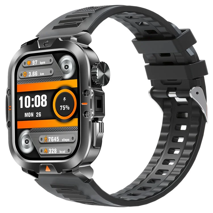 V17 Smart Watch Bluetooth-compatible Call Health Monitor Multi-Sport Tracker IP68 Waterproof Smartwatch, Silicone Strap - Black