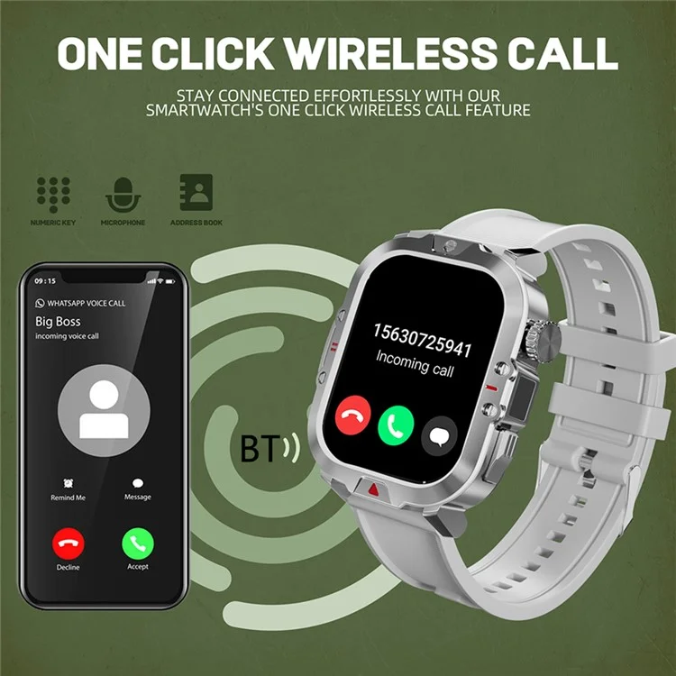 V17 Smart Watch Bluetooth-compatible Call Health Monitor Multi-Sport Tracker IP68 Waterproof Smartwatch, Silicone Strap - Black
