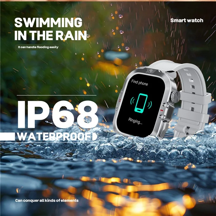 V17 Smart Watch Bluetooth-compatible Call Health Monitor Multi-Sport Tracker IP68 Waterproof Smartwatch, Silicone Strap - Black