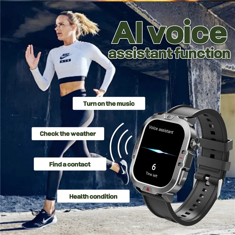 V17 Smart Watch Bluetooth-compatible Call Health Monitor Multi-Sport Tracker IP68 Waterproof Smartwatch, Silicone Strap - Black
