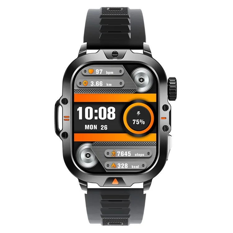 V17 Smart Watch Bluetooth-compatible Call Health Monitor Multi-Sport Tracker IP68 Waterproof Smartwatch, Silicone Strap - Black