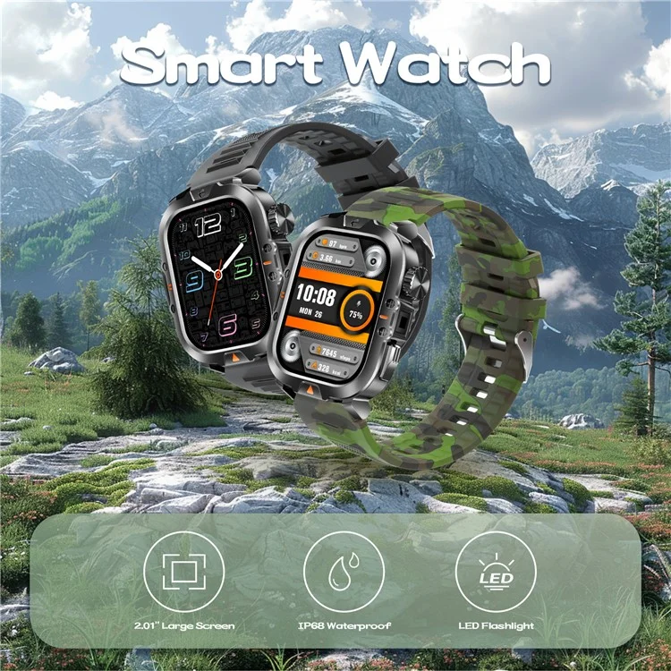 V17 Smart Watch Bluetooth-compatible Call Health Monitor Multi-Sport Tracker IP68 Waterproof Smartwatch, Silicone Strap - Black