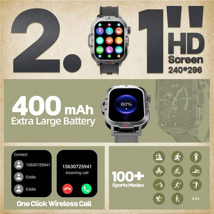 V17 Smart Watch Bluetooth-compatible Call Health Monitor Multi-Sport Tracker IP68 Waterproof Smartwatch, Silicone Strap - Black