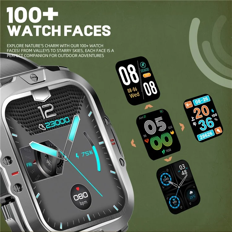 V17 Smart Watch Bluetooth-compatible Call Health Monitor Multi-Sport Tracker IP68 Waterproof Smartwatch, Silicone Strap - Black