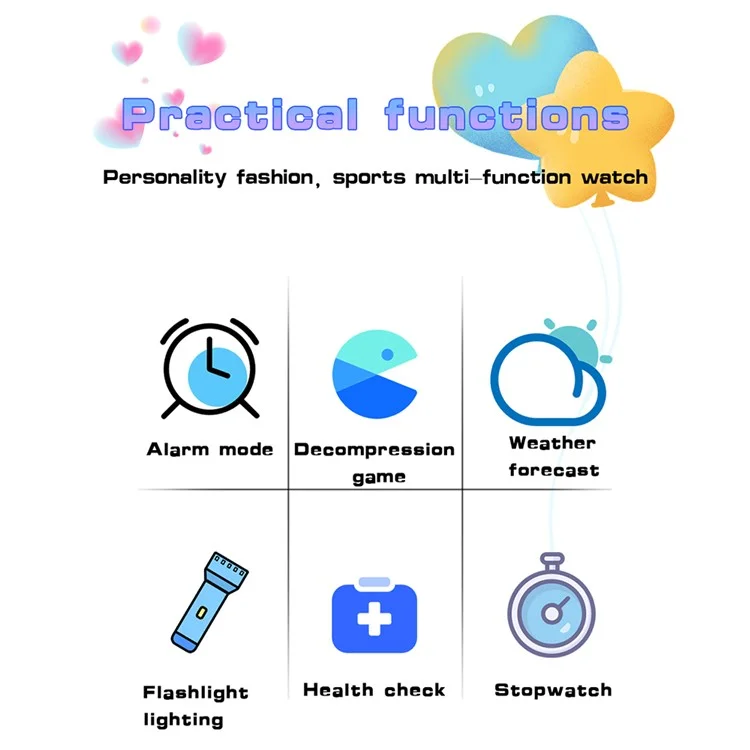 G26 Multi-function Children Smart Watch Weather Forecast Sports Bracelet with Alarm and Flashlight - Pink