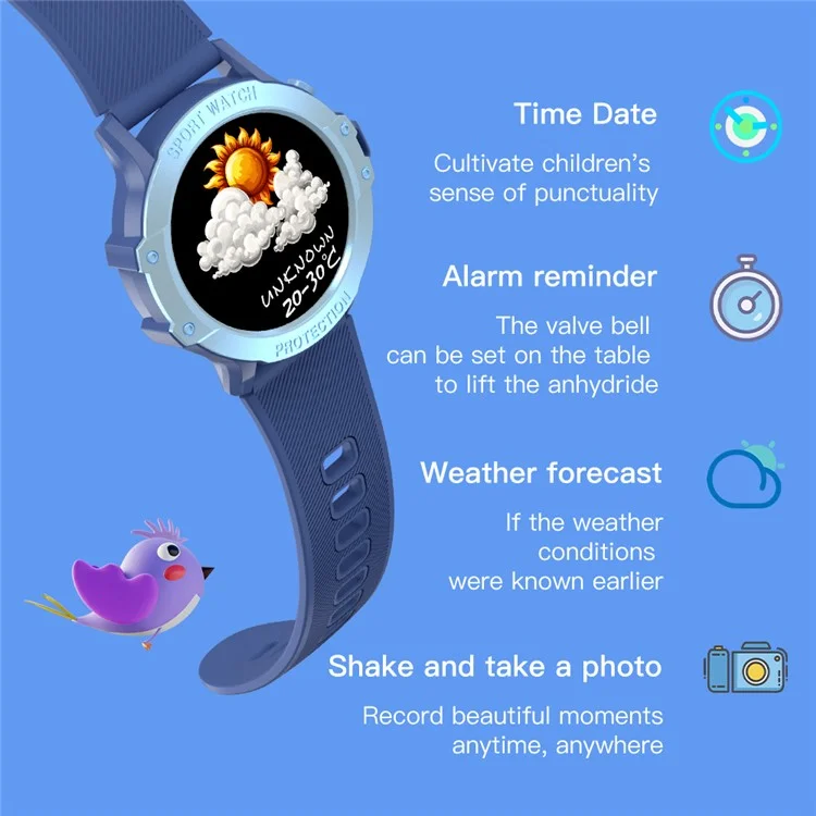 G26 Multi-function Children Smart Watch Weather Forecast Sports Bracelet with Alarm and Flashlight - Pink