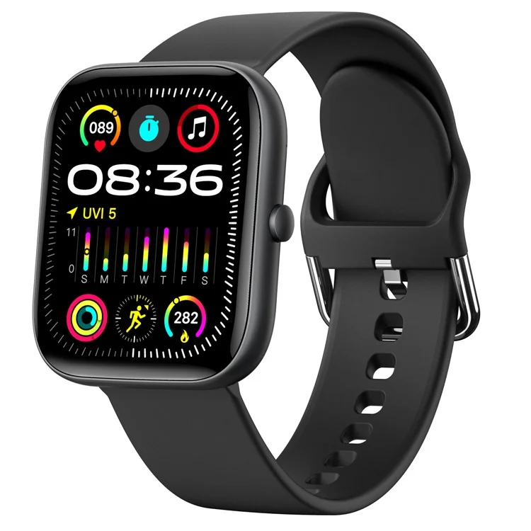 C08 1.91 Pulgadas Smart Watch Bluetooth Llamadas a la Salud Monitoreo de la Música Control Sport Watch - Negro