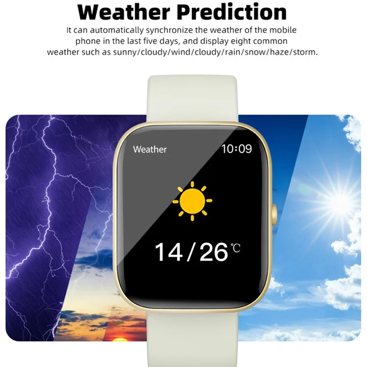 C08 1.91 Pulgadas Smart Watch Bluetooth Llamadas a la Salud Monitoreo de la Música Control Sport Watch - Negro