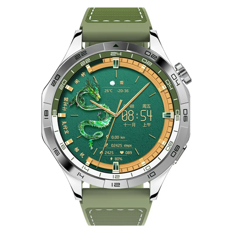 LM01 2+16G 1.43-inch AMOLED Smart Watch 4G SIM Card Android 8.1 Smart Sport Watch, for Europe Asia Africa - Green