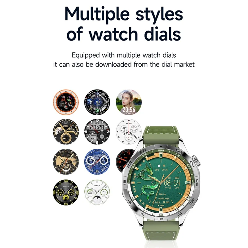 LM01 2+16G 1.43-inch AMOLED Smart Watch 4G SIM Card Android 8.1 Smart Sport Watch, for Europe Asia Africa - Green