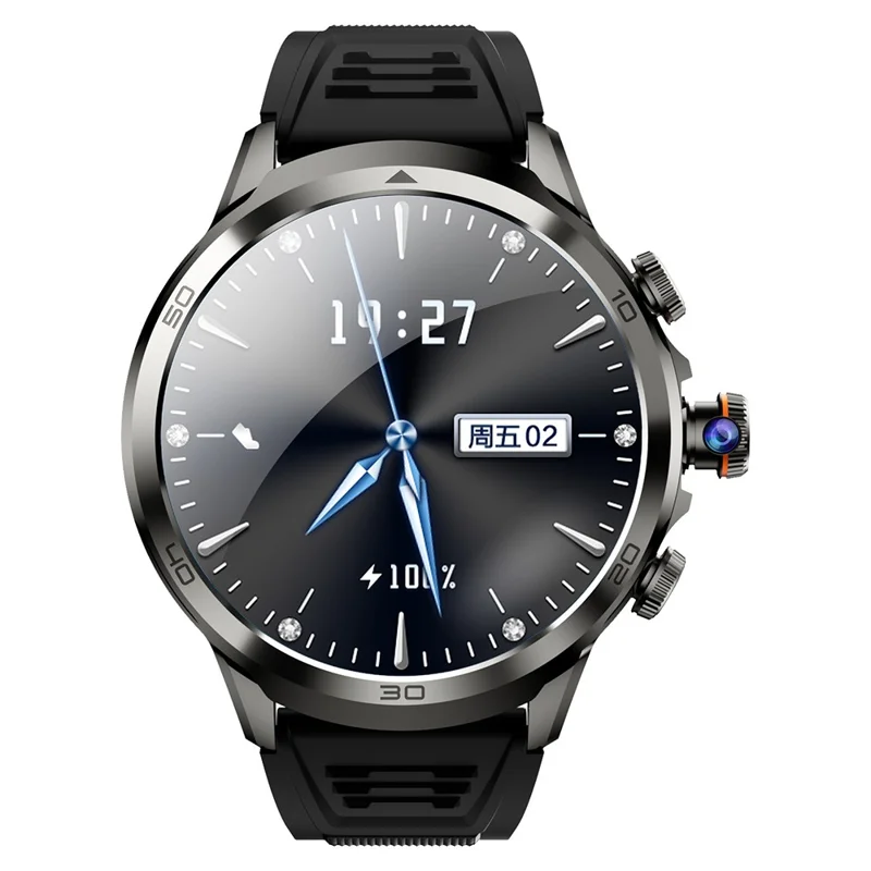 H19 3+32G 1.75-inch AMOLED Large Screen Smart Watch Pull-out Camera 4G Network SIM Card Android 8.1 Smart Watch - Black