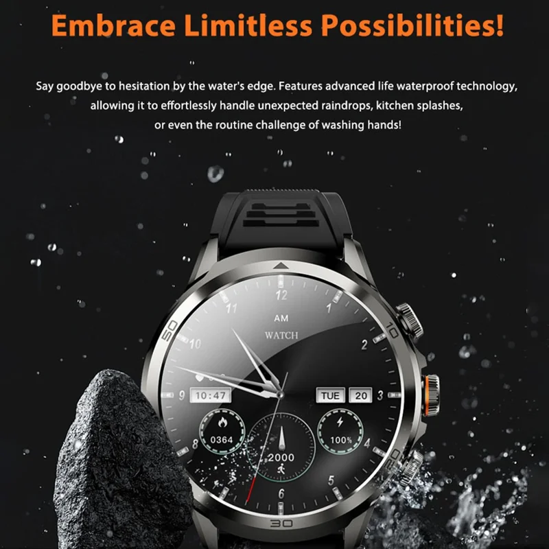 H19 3+32G 1.75-inch AMOLED Large Screen Smart Watch Pull-out Camera 4G Network SIM Card Android 8.1 Smart Watch - Black