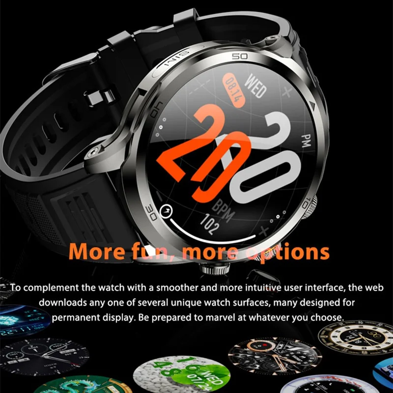 H19 3+32G 1.75-inch AMOLED Large Screen Smart Watch Pull-out Camera 4G Network SIM Card Android 8.1 Smart Watch - Black