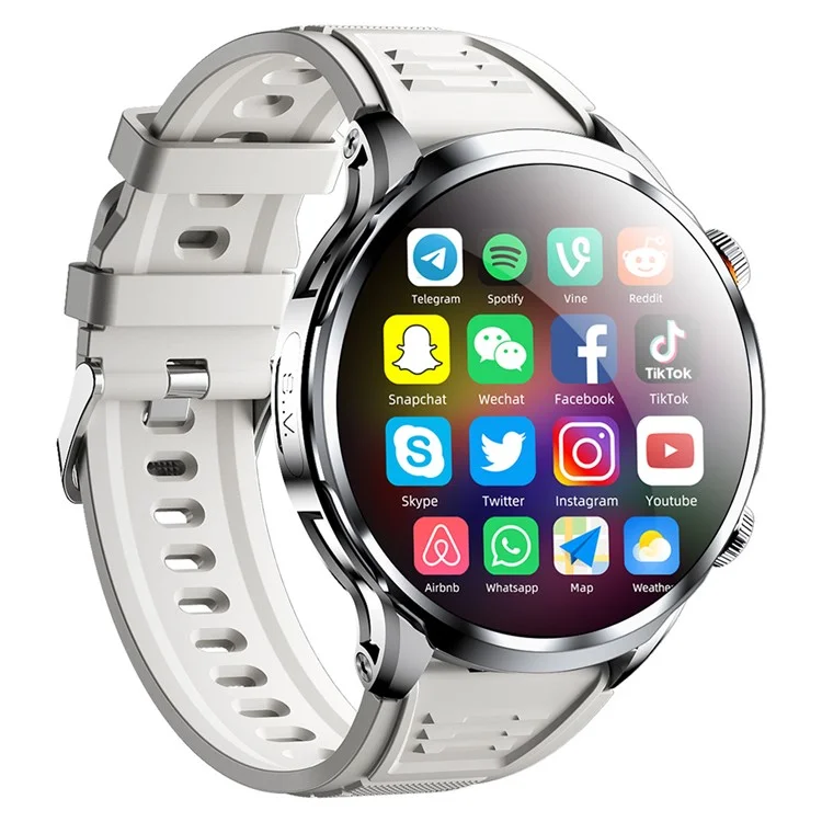 H18 3+32G 1.95" Large Screen Smart Watch 4G Network SIM Card Android 8.1 Health Monitoring Smart Watch - Silver