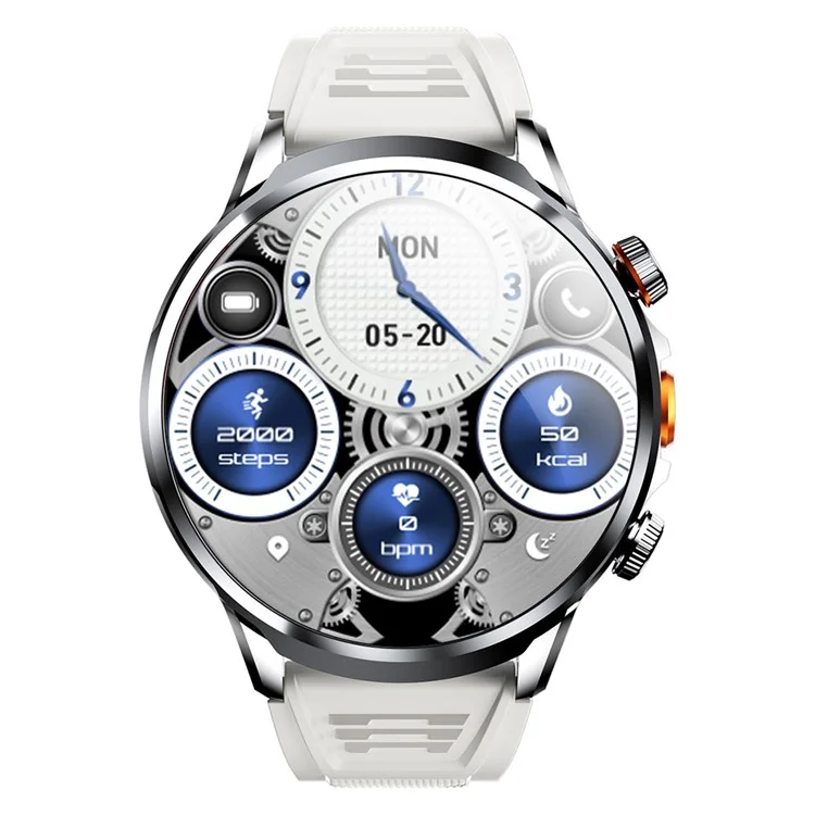 H18 3+32G 1.95" Large Screen Smart Watch 4G Network SIM Card Android 8.1 Health Monitoring Smart Watch - Silver