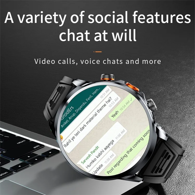 H18 3+32G 1.95" Large Screen Smart Watch 4G Network SIM Card Android 8.1 Health Monitoring Smart Watch - Silver