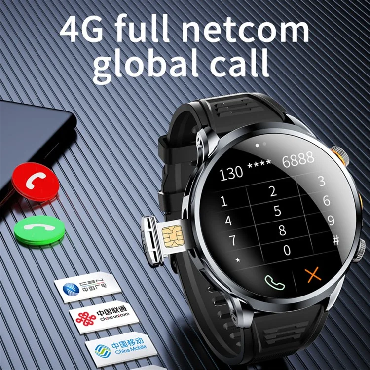 H18 3+32G 1.95" Large Screen Smart Watch 4G Network SIM Card Android 8.1 Health Monitoring Smart Watch - Silver