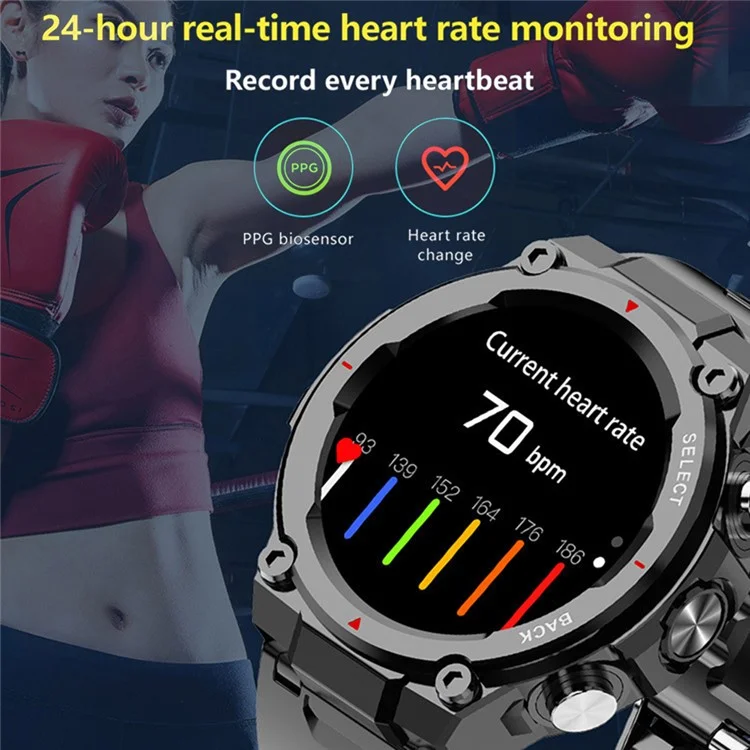 PGD446 1,28-дюймовая Bluetooth Calling Smart Watch Countsement Мониторинг Здоровья на Открытом Воздухе Спортивные Часы - Черный