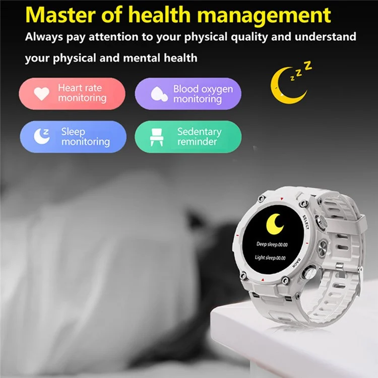 PGD446 1,28-дюймовая Bluetooth Calling Smart Watch Countsement Мониторинг Здоровья на Открытом Воздухе Спортивные Часы - Черный