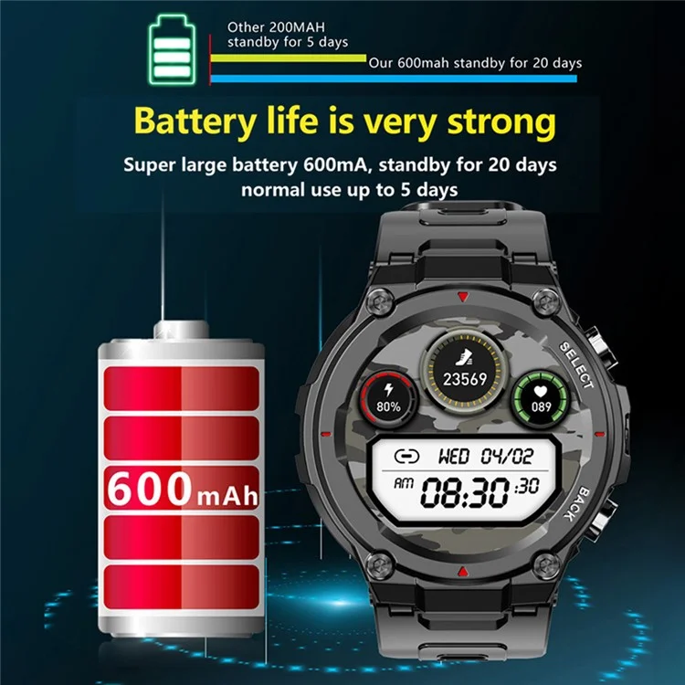 PGD446 1,28-дюймовая Bluetooth Calling Smart Watch Countsement Мониторинг Здоровья на Открытом Воздухе Спортивные Часы - Черный