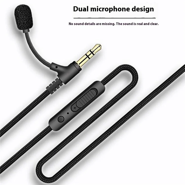 Cable de audio de 1,5 m con enchapado en oro de 3,5 mm de macho a macho con micrófono integrado para auriculares AUX