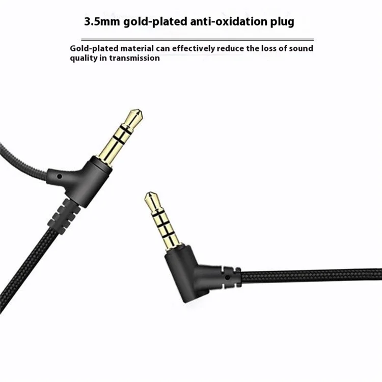 Cable de audio de 1,5 m con enchapado en oro de 3,5 mm de macho a macho con micrófono integrado para auriculares AUX