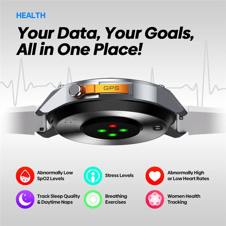 ZEBLAZE Stratos 2 Ultra 1.43-inch AMOLED Screen Bluetooth-compatible Call GPS Sports Watch Health Monitor Smart Watch - Silver