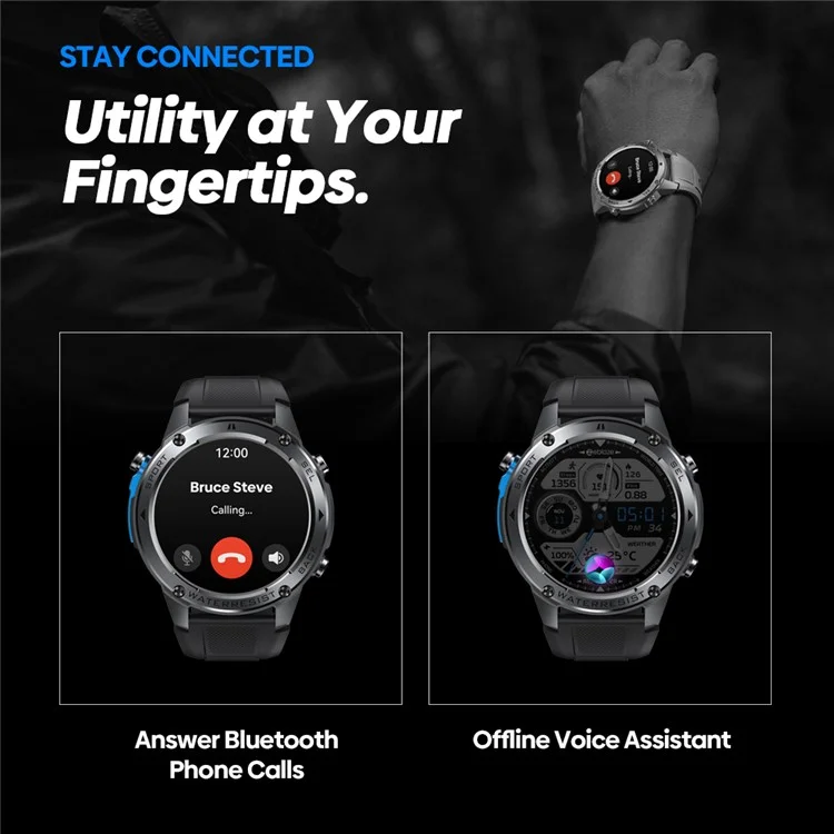 ZEBLAZE Stratos 2 Ultra 1.43-inch AMOLED Screen Bluetooth-compatible Call GPS Sports Watch Health Monitor Smart Watch - Silver
