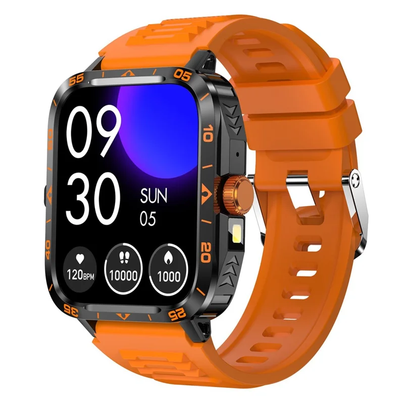 ZW59 Bluetooth-compatible Calling Smart Watch Blood Pressure Sleep Health Monitoring Sports Watch with Flashlight - Orange